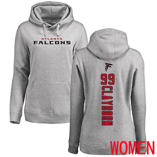 Atlanta Falcons Ash Women Adrian Clayborn Backer NFL Football #99 Pullover Hoodie Sweatshirts->nfl t-shirts->Sports Accessory